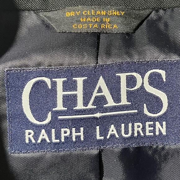 Chaps Ralph Lauren Tuxedo Coat. Single Breast 2 Button. Satin Lapels. 43L” Black - Picture 3 of 8
